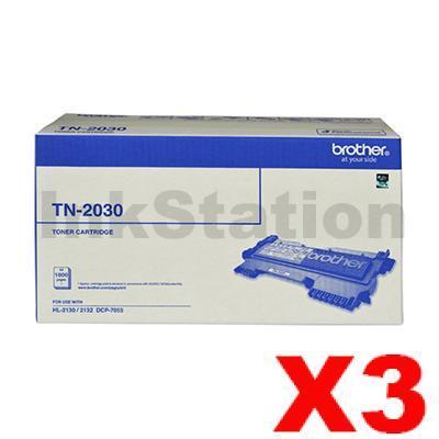 3 x Brother TN-2030 Genuine Toner Cartridge - 1,000 pages