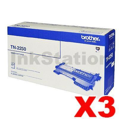 3 x Brother TN-2250 Genuine Toner Cartridge - 2,600 pages