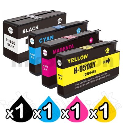 4 Pack HP 950XL + 951XL Compatible Inkjet Cartridges CN045AA - CN048AA [1BK,1C,1M,1Y]