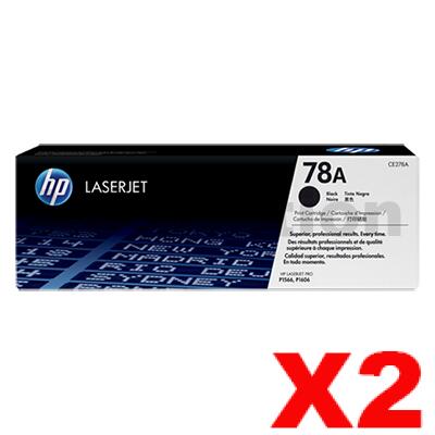 2 x HP 78A CE278A Genuine Black Toner Cartridge - 2,100 Pages