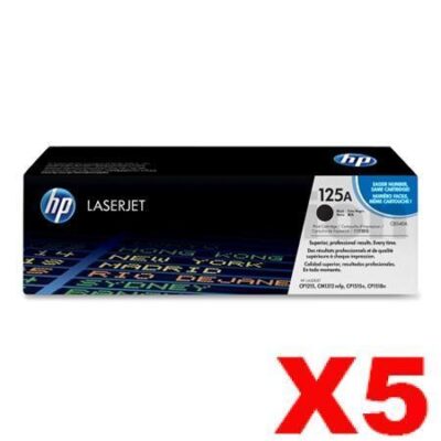 5 x HP CB540A (125A) Genuine Black Toner Cartridge - 2,200 Pages