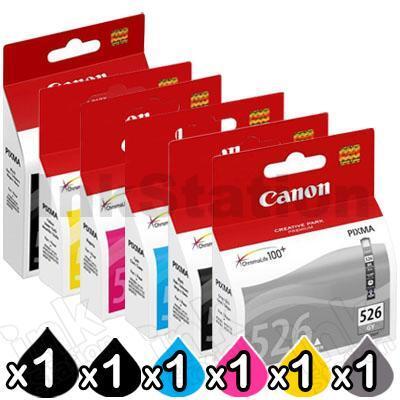 6-Pack Genuine Canon PGI-525 & CLI-526 Inkjet Combo [1BK,1PBK,1C,1M,1Y,1GY]