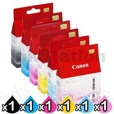 6-Pack Genuine Canon CLI-8BK/C/M/Y/PC/PM Inkjet Cartridges [1PBK,1C,1M,1Y,1PC,1PM]
