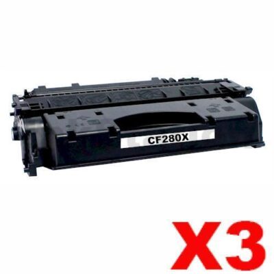 3 x HP CF280X (80X) Compatible Black Toner Cartridge - 6,900 Pages