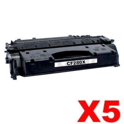 5 x HP CF280X (80X) Compatible Black Toner Cartridge - 6,900 Pages