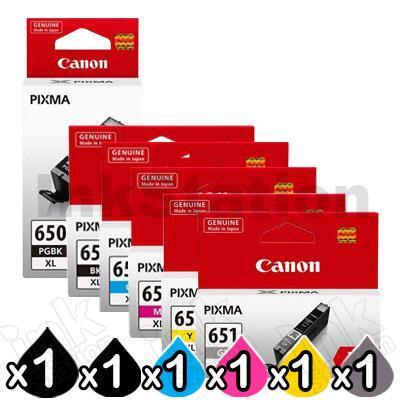 6 Pack Canon PGI-650XL CLI-651XL Genuine High Yield Inkjet Cartridges [1BK,1PBK,1C,1M,1Y,1GY]