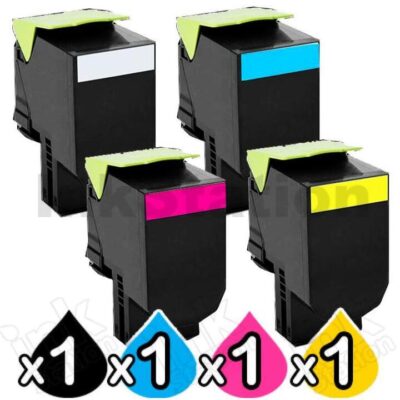 4 Pack Lexmark Compatible C540 / C543 / C544 / C546 / X543 / X544 / X546 Toner Cartridges High Yield - BK 2,500 pages & CMY 2,000 pages