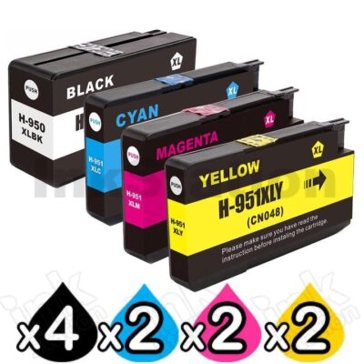 10 Pack HP 950XL + 951XL Compatible Inkjet Cartridges CN045AA - CN048AA [4BK,2C,2M,2Y]