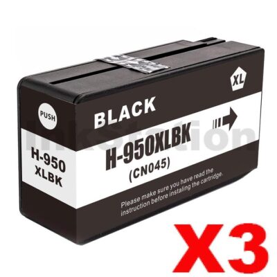 3 x HP 950XL Compatible Black High Yield Inkjet Cartridge CN045AA - 2,300 Pages