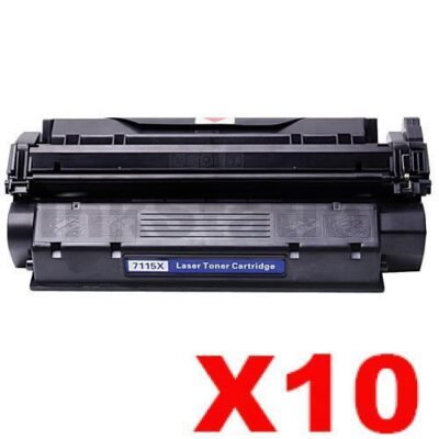 10 x HP C7115X (15X) Compatible Black Toner Cartridge - 3,500 Pages