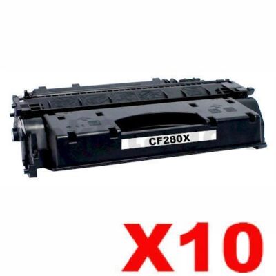 10 x HP CF280X (80X) Compatible Black Toner Cartridge - 6,900 Pages