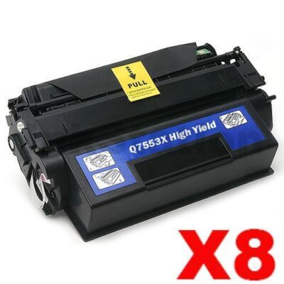 8 x HP Q7553X (53X) Compatible Black Toner Cartridge - 7,000 Pages