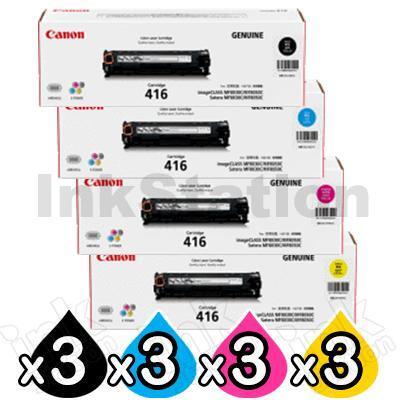 3 sets of 4 Pack Genuine Canon CART-416 Toner Cartridges [3BK,3C,3M,3Y]