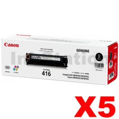 5 x Genuine Canon CART-416 Black Toner Cartridge 2,300 pages