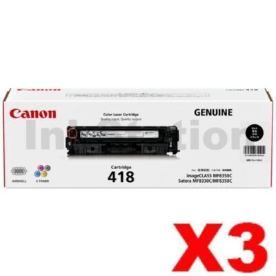 3 x Genuine Canon CART-418BK Black Toner Cartridge - 3,400 pages