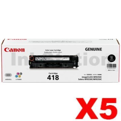 5 x Genuine Canon CART-418BK Black Toner Cartridge - 3,400 pages