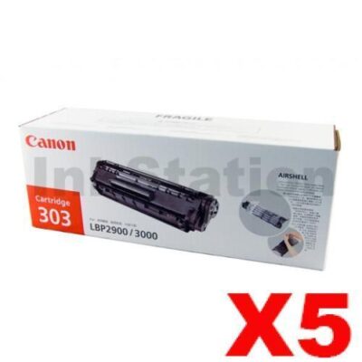 5 x Canon CART-303 Black Genuine Toner Cartridge 2,000 Pages