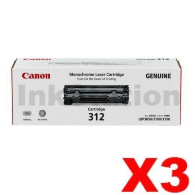 3 x Canon CART-312 Black Genuine Toner Cartridge 1,500 Pages