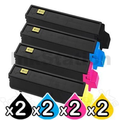 2 sets of 4 Pack Non-Genuine TK-544 Toner Cartridges For Kyocera FS-C5100DN [2BK,2C,2M,2Y]