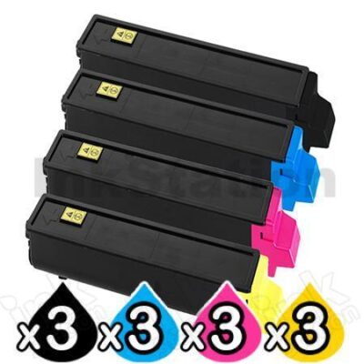 3 sets of 4 Pack Non-Genuine TK-544 Toner Cartridges For Kyocera FS-C5100DN [3BK,3C,3M,3Y]