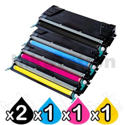 5 Pack Lexmark Compatible C522 / C524 / C532 / C534 Toner Cartridges - BK 4,000 pages & CMY 3,000 pages