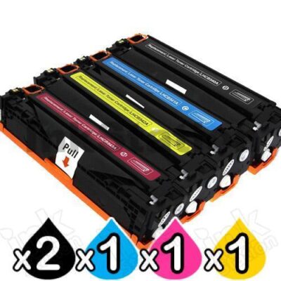 5 Pack HP CB540A-CB543A (125A) Compatible Toner Cartridges [2BK,1C,1M,1Y]