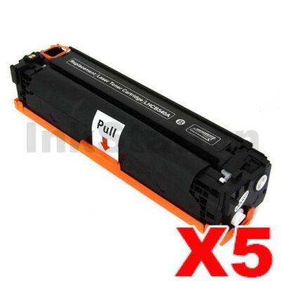 5 x HP CB540A (125A) Compatible Black Toner Cartridge - 2,200 Pages