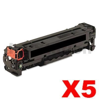 5 x HP CC530A (304A) Compatible Black Toner Cartridge - 3,500 Pages