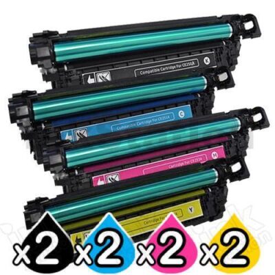 2 sets of 4 Pack HP CE250X-CE253A (504X/504A) Compatible Toner Cartridges [2BK,2C,2M,2Y]