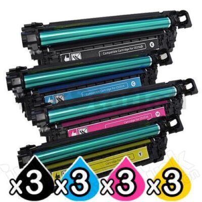 3 sets of 4 Pack HP CE250X-CE253A (504X/504A) Compatible Toner Cartridges [3BK,3C,3M,3Y]