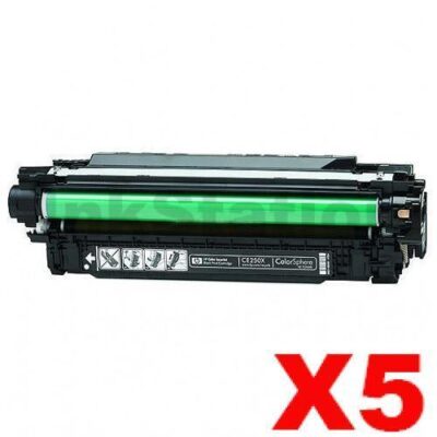 5 x HP CE250X (504X) Compatible Black Toner Cartridge - 10,500 Pages