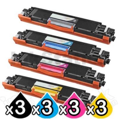 3 sets of 4 Pack HP CE310A-CE313A (126A) Compatible Toner Cartridges [3BK,3C,3M,3Y]