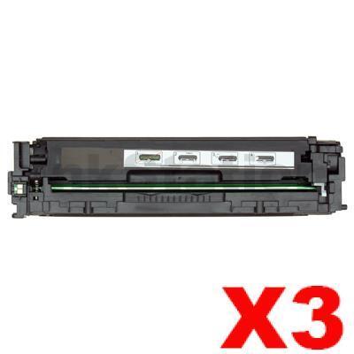 3 x HP CE320A (128A) Compatible Black Toner Cartridge - 2,000 Pages