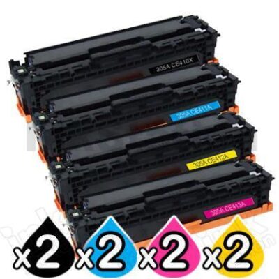 2 sets of 4Pack HP CE410X-CE413A (305X/305A) Compatible Toner Cartridges [2BK,2C,2M,2Y]