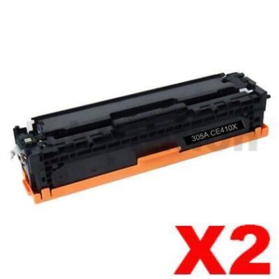 2 x HP CE410X (305X) Compatible Black Toner Cartridge - 4,000 Pages