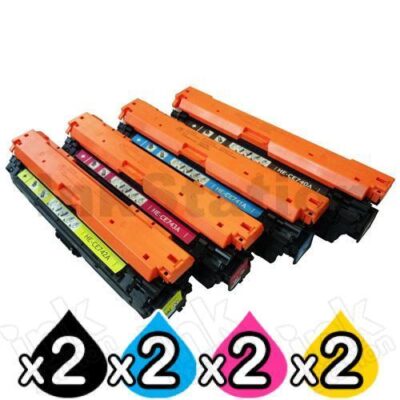 2 sets of 4 Pack HP CE740A-CE743A (307A) Compatible Toner Cartridges [2B,2C,2M,2Y]