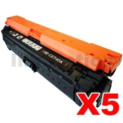 5 x HP CE740A (307A) Compatible Black Toner Cartridge - 7,000 Pages