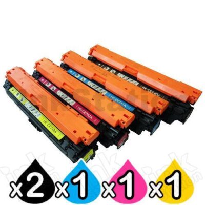5 Pack HP CE740A-CE743A (307A) Compatible Toner Cartridges [2BK,1C,1M,1Y]
