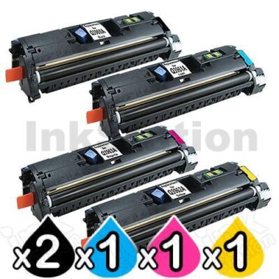 5 Pack HP Q3960A-Q3963A (122A) Compatible Toner Cartridges [2BK,1C,1M,1Y]