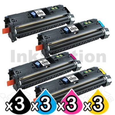 3 sets of 4 Pack HP Q3960A-Q3963A (122A) Compatible Toner Cartridges [3BK,3C,3M,3Y]