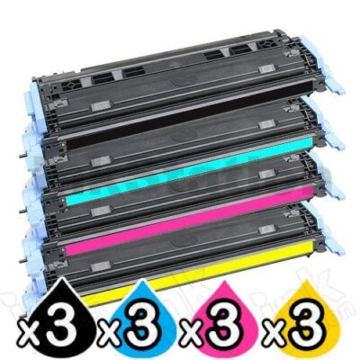 3 sets of 4 Pack HP Q6000A-Q6003A (124A) Compatible Toner Cartridges [3BK,3C,3M,3Y]