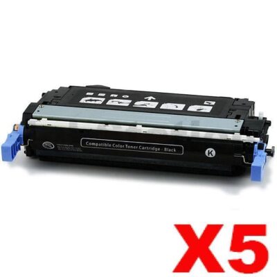 5 x HP Q6460A (644A) Compatible Black Toner Cartridge - 12,000 Pages
