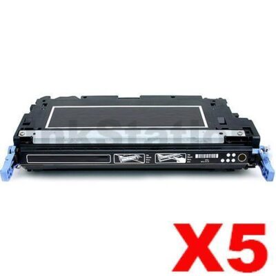 5 x HP Q6470A (501A) Compatible Black Toner Cartridge - 6,000 Pages