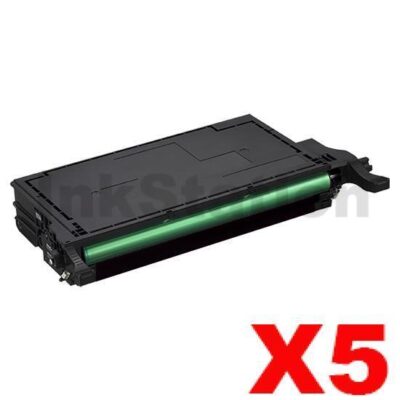 5 x Compatible Samsung CLP-620ND, CLP-670ND, CLX-6220FX, CLX-6250FX Black Toner Cartridge SU191A - 5,000 pages(CLT-K508L K508L)