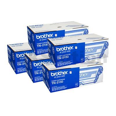 5 x Brother TN-2150 Genuine Toner - 2,600 pages