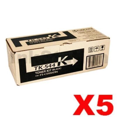 5 x Genuine Kyocera TK-544K Black Toner Cartridge FS-C5100DN - 5,000 pages