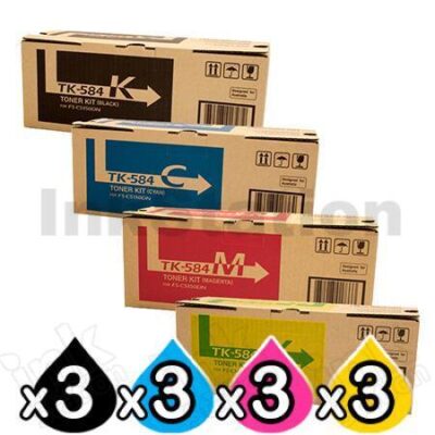 3 sets of 4 Pack Genuine Kyocera TK-584 Toner Cartridges FS-C5150DN [3BK,3C,3M,3Y]