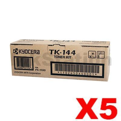 5 x Genuine Kyocera TK-144 Black Toner Cartridge FS-1100 - 4,000 pages