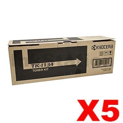 5 x Genuine Kyocera TK-1134 Black Toner Cartridge FS-1030MFP, FS-1130MFP - 3,200 pages