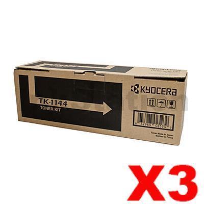 3 x Genuine Kyocera TK-1144 Black Toner Cartridge FS-1035, FS-1035MFP, FS-1135, FS-1135MFP, M-2535DN - 7,200 pages